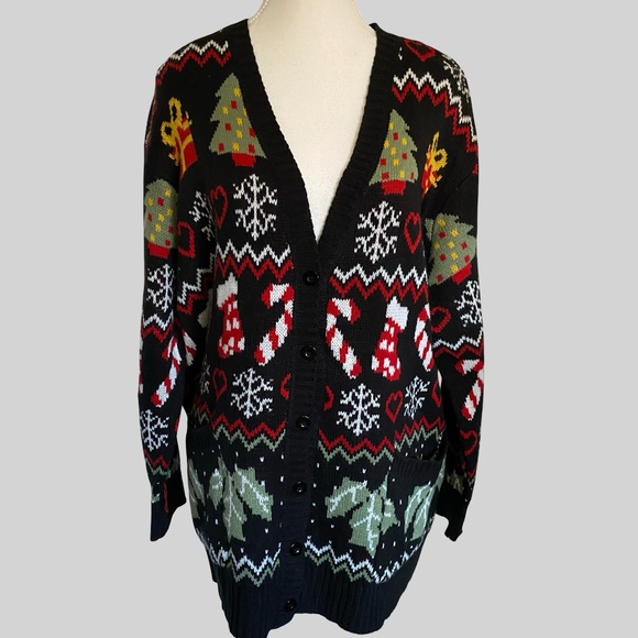 Original Goods For Girls and Perfect Life Holiday Festive Button Cardigan- Sz-XL - Picture 1 of 16